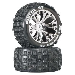 Duratrax Pistol ST 2.8" 2WD Mounted Rear C2 Tires, Chrome (2)