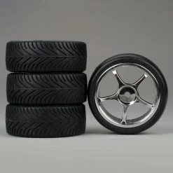 DTXC2802 - 5-Spoke Chrome Onroad Wheel Radial (4) By DURATRAX @ Great Hobbies