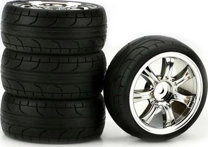 DTXC2813 - 7-Spoke Chrome 2mm Offset ST Radial (4) By DURATRAX @ Great Hobbies