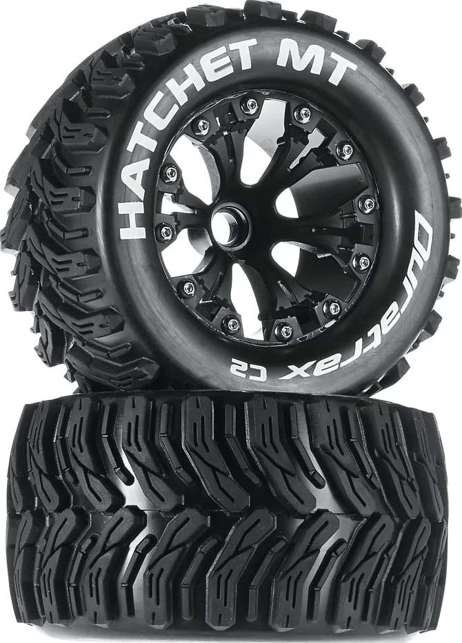 DTXC3524 - Hatchet MT 2.8" 2WD Mounted Front Black (2) By DURATRAX @ Great Hobbies