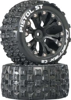 DTXC3554 - Pistol ST 2.8" Truck 2WD Mntd Rear C2 Blk (2) By DURATRAX @ Great Hobbies