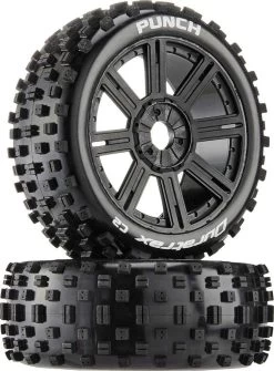 DTXC3601 - Punch Buggy C2 Mounted Spoke Black (2) By DURATRAX @ Great Hobbies