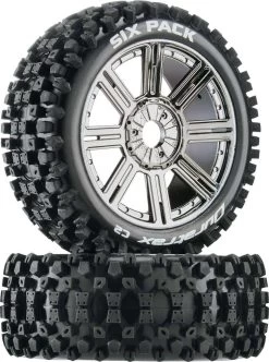 DTXC3605 - Six Pack Buggy C2 Mounted Spoke Black Chrome By DURATRAX @ Great Hobbies