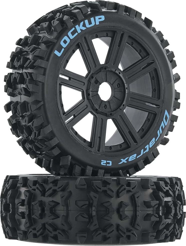 DTXC3616 - Lockup Buggy Tire C2 Mounted Spoke Black (2) By DURATRAX @ Great Hobbies