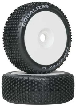 DTXC3644 - Equalizer Buggy Tire C2 Mounted White (2) By DURATRAX @ Great Hobbies