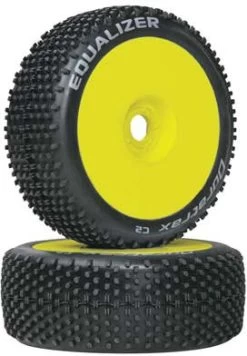 DTXC3647 - Equalizer Buggy Tire C2 Mounted Yellow (2) By DURATRAX @ Great Hobbies