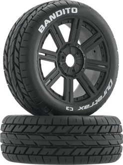 DTXC3656 - Bandito Buggy Tire C3 Mounted Spoke Black (2) By DURATRAX @ Great Hobbies