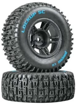 DTXC3670 - Lockup SC Tire C2 Mounted Black Slash Front (2) By DURATRAX @ Great Hobbies