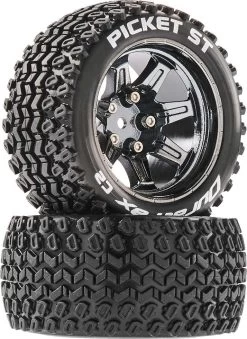 DTXC5203 - Picket ST 2.8" Mounted Black Chrome 14mm Hex (2) By DURATRAX @ Great Hobbies