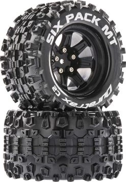 DTXC5256 - Six Pack MT 2.8" Mounted Black 14mm Hex (2) By DURATRAX @ Great Hobbies