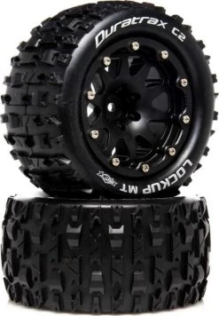 DTXC5518 - Lockup MT Belted 2.8 Mounted F/R 0.5-Offset Black (2) By DURATRAX @ Great Hobbies