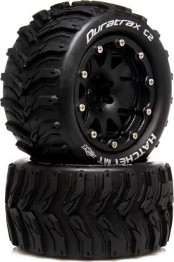 DTXC5522 - Hatchet MT Belted 2.8 Mounted F/R 0.5-Offset Black (2) By DURATRAX @ Great Hobbies
