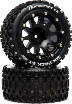 DTXC5535 - Six Pack ST Belted 2.8 Mounted F/R 0.5-Offset Black (2) By DURATRAX @ Great Hobbies