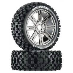 Duratrax Six-Pack C2 Mounted Buggy Spoke Tires, Chrome (2)