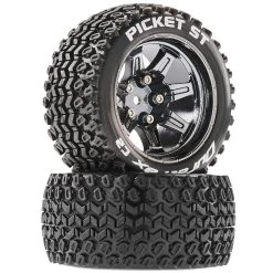 Duratrax Picket ST 2.8" 14mm Hex Mounted Tires, Black Chrome (2)