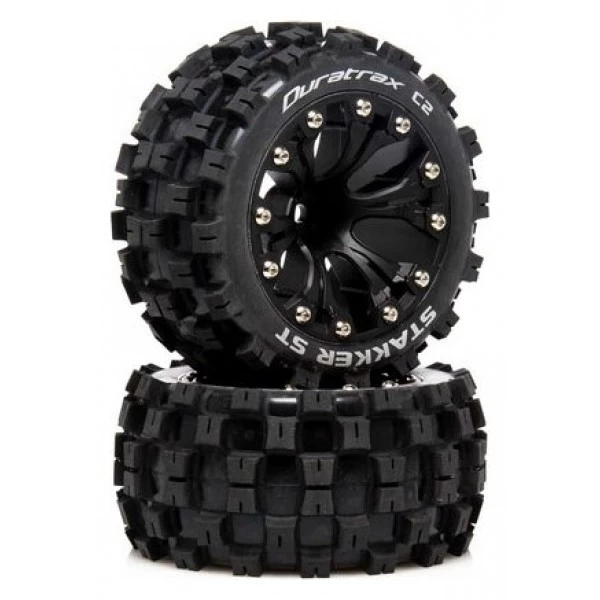Duratrax Stakker ST Front/rear 2.8" Mounted C2 Wheels, 0.5" Offset, Black (2)