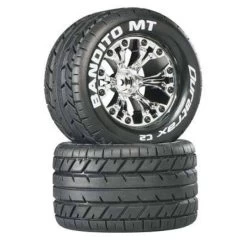 DuraTrax Bandito MT 1/10 2.8” Mounted MT Tires, Chrome Wheels, Foam Inserts, 1/2 Offset (2)