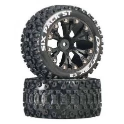DuraTrax Sixpack ST 2.8" Mounted Truck Tires For Rear 2WD Black (2)
