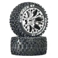 Duratrax Sixpack ST 2.8" Mounted Truck Tires 2WD/4WD, Chrome (2)